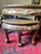Paint Vintage Chinese Chinoiserie Lacquer Round Cocktail Table & 4 Nesting Stools | Court Beauty Garden Scene For Sale - Image 7 of 12