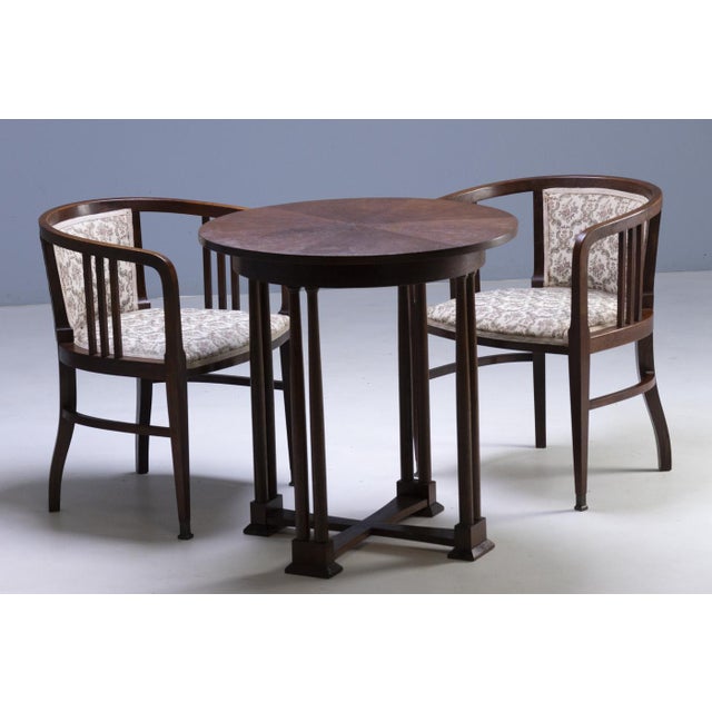 Brown Art Nouveau Bentwood Table with Chairs and Stools, 1910, Set of 5 For Sale - Image 8 of 11