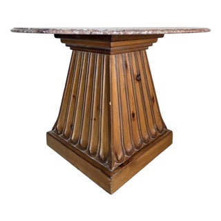 Kreiss "Duchess" Marble + Sculptural Wood Pedestal Card Table Game Table Dining For Sale