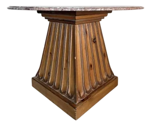 Kreiss "Duchess" Marble + Sculptural Wood Pedestal Card Table Game Table Dining