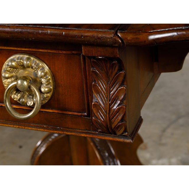 Wood 19th Century Regency English Mahogany Pembroke Table with Drawer, Quadripod Base, Lion Feet For Sale - Image 7 of 12