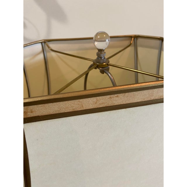 Restoration Hardware Nickel and Glass Floor Lamp Contemporary With Creme Shade For Sale - Image 9 of 10