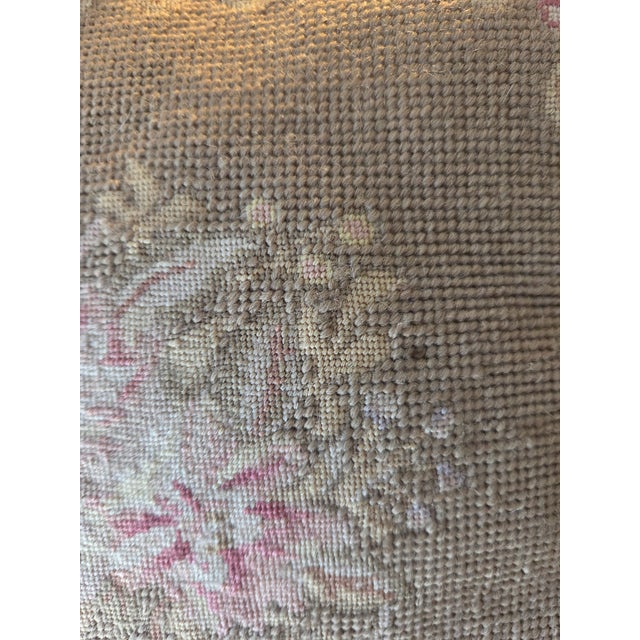 Late 20th Century Vintage Needlepoint Floral Pillow For Sale - Image 5 of 7