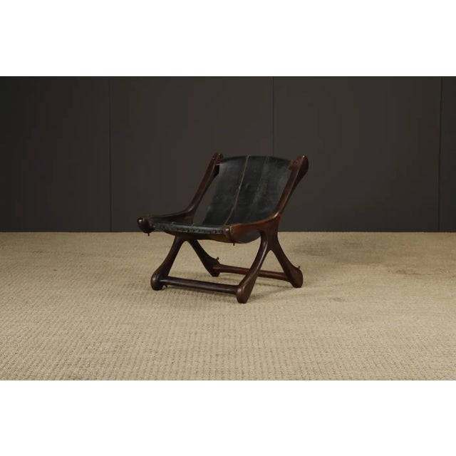 Don Shoemaker Rosewood and Leather 'Sloucher' Lounge Chair by Don Shoemaker, 1960s, Signed For Sale - Image 4 of 18