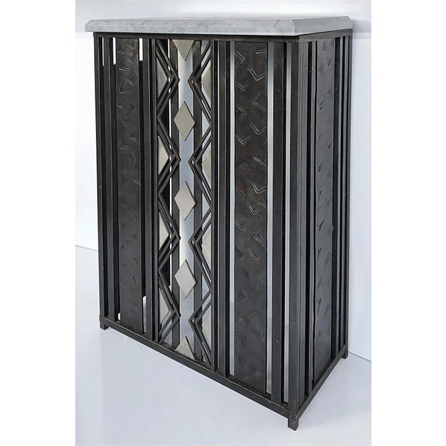 Mid-Century Modern Vintage Art Deco Style Iron and Marble Top Console Table For Sale - Image 3 of 8