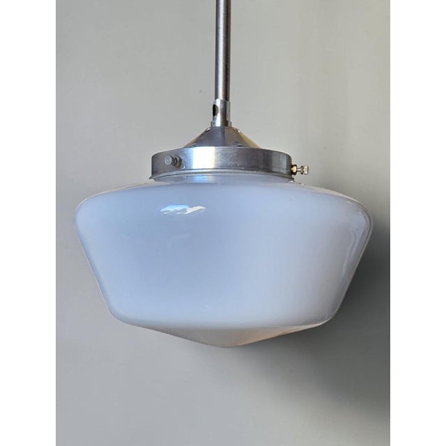 Opaline Glass Pendant Light, 1950s For Sale - Image 6 of 9