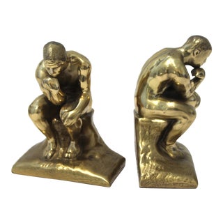 Mid-Century Modern Rodin Thinker Style Bookends Book Ends - a Pair For Sale
