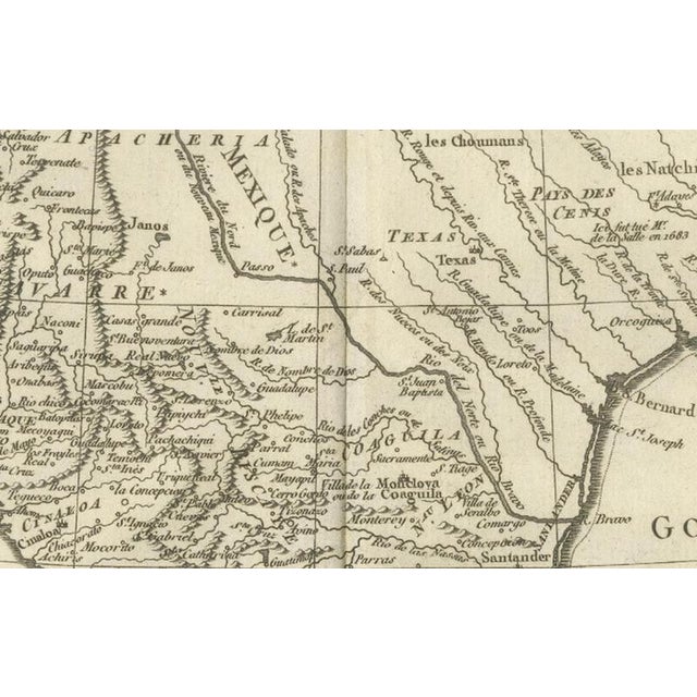 Paper Map of Southern Mexico and New Spain by Rigobert Bonne, 1780s For Sale - Image 7 of 12