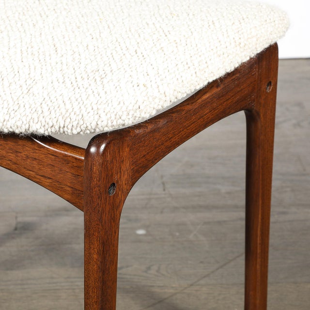1960s Mid-Century Sculptural Walnut Stool in Holly Hunt Bouclé Vamdrup Stolefabrik For Sale - Image 5 of 12