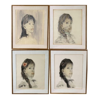 1980s Set of Four “Carmen” Works by Tomás Lasansky — Drypoint Etchings & Working Studies, Framed For Sale
