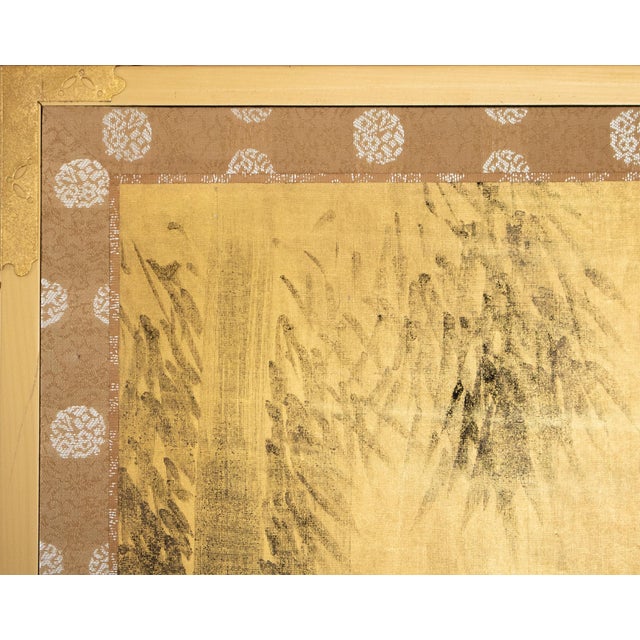 1970s Shōwa Era Japanese Byobu Screen, "Sparrows at Bamboo Forest" For Sale - Image 13 of 18