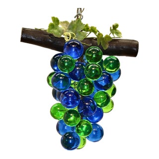 1960s Hanging Swag Lamp With Large Lucite Grapes For Sale