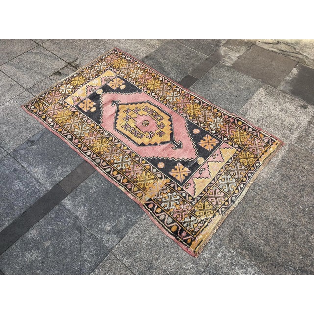 Turkish Distressed Vintage Floral Turkish Rug - 2′11″ × 4′11″ For Sale - Image 3 of 11
