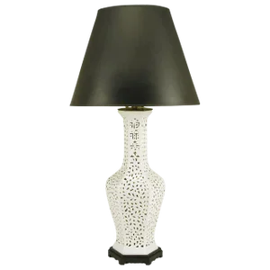 Large Reticulated Blanc De Chine Porcelain Table Lamp