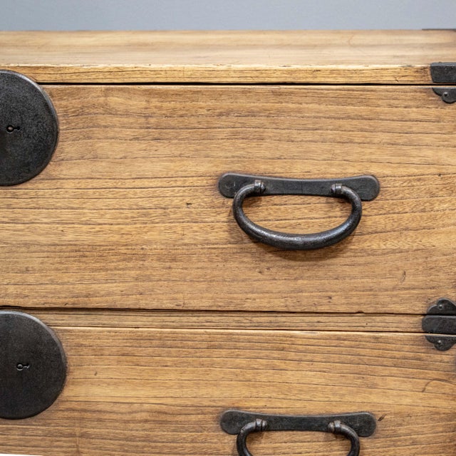 Almond Antique Japanese Kiri 2 Piece Tansu For Sale - Image 8 of 14