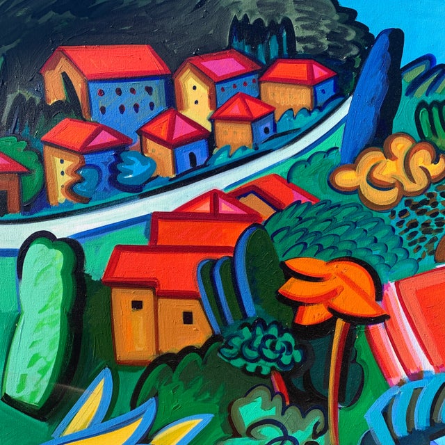 A fabulous large scale vivid coastal scene by Joan Steinman c 1990. The colors of this painting are amazing. Original oil...