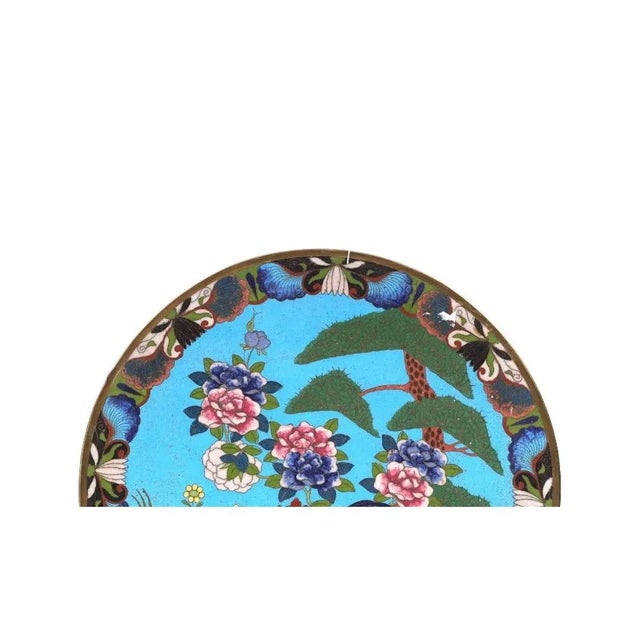 Late 19th Century Antique Meiji Japanese Cloisonne Enamel Charger Plate For Sale - Image 5 of 8