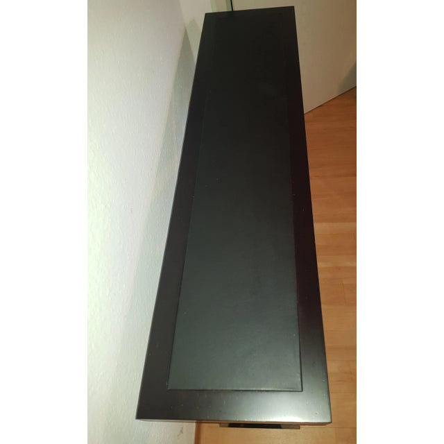 Contemporary Modernist Console Table with Leather Edged Tabletop on Chrome Frame For Sale - Image 3 of 5