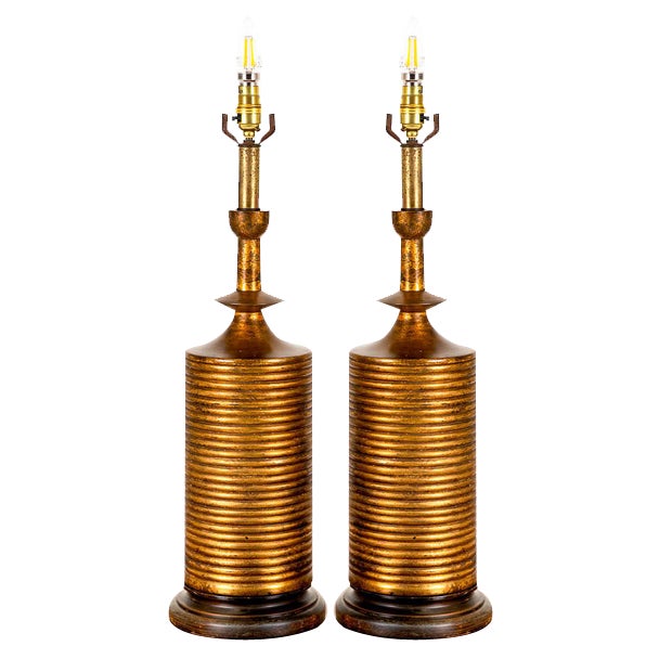 Gilt Table Lamps, Set of 2 For Sale