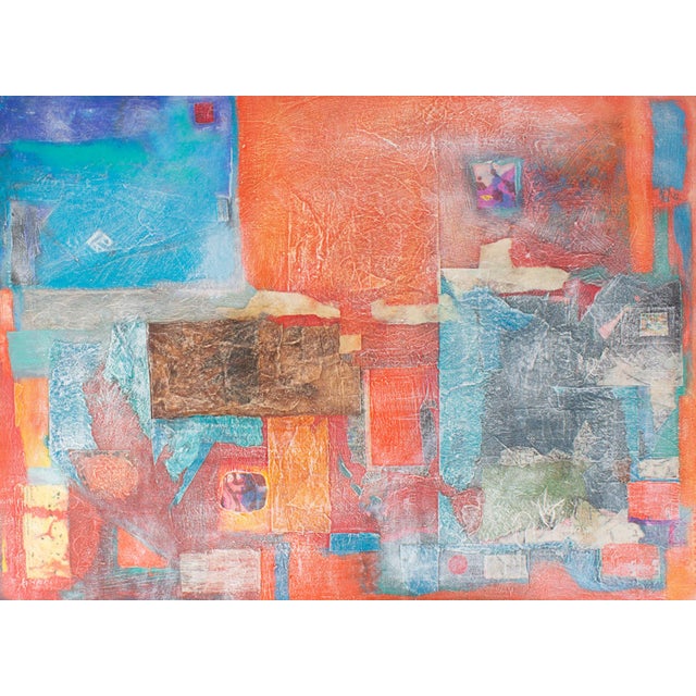 A mixed media painting and collage on paper by the American artist Anthony Louis Popcheff (1954-2003). This abstract...