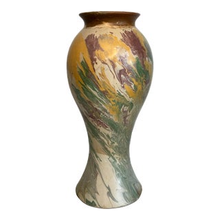 Abstract Modern Marbled Ceramic Peruvian Vase For Sale