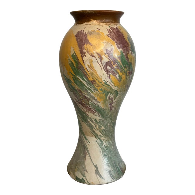 Abstract Modern Marbled Ceramic Peruvian Vase For Sale