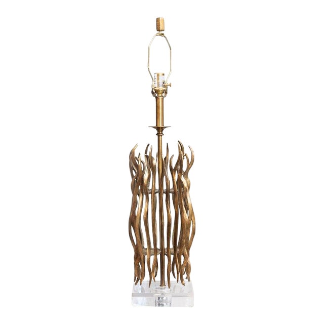 Mid 20th Century Organic Modern Brass Sculptural Table Lamp For Sale