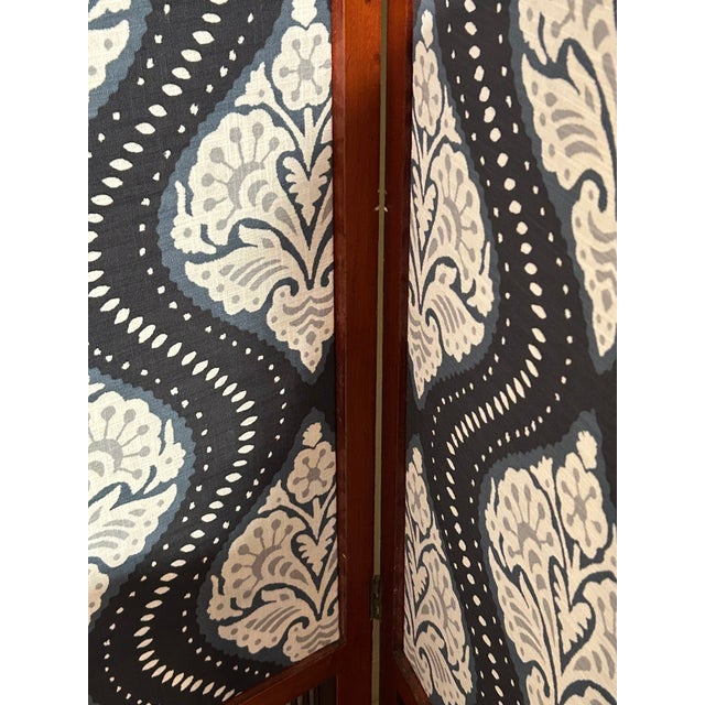 Vintage Mahogany & New Ikat Fabric 3 Panel Screen For Sale In Philadelphia - Image 6 of 16