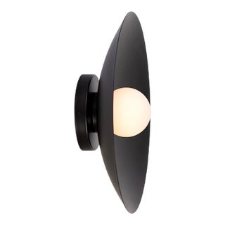 Dome Sconce, Black, 3in Glass Globe, Modern Led Wall Light, by Research.Lighting For Sale