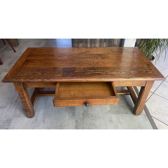 Vintage Rustic Farmhouse Coffee Table in Oak, 1950 For Sale - Image 10 of 18