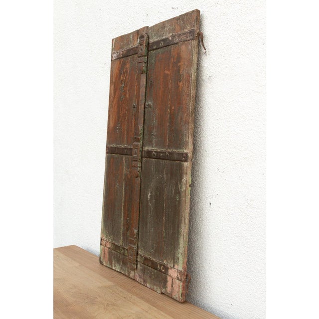 19th Century 19th Century Rustic Indian Teak Window/Wall Art For Sale - Image 5 of 11