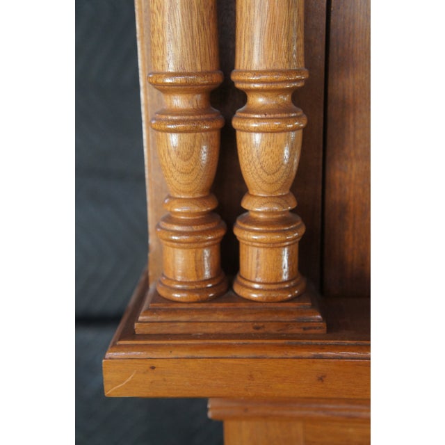 Vintage German Oak Colonial Style Moon Sun Face Grandfather Clock Case For Sale - Image 10 of 11