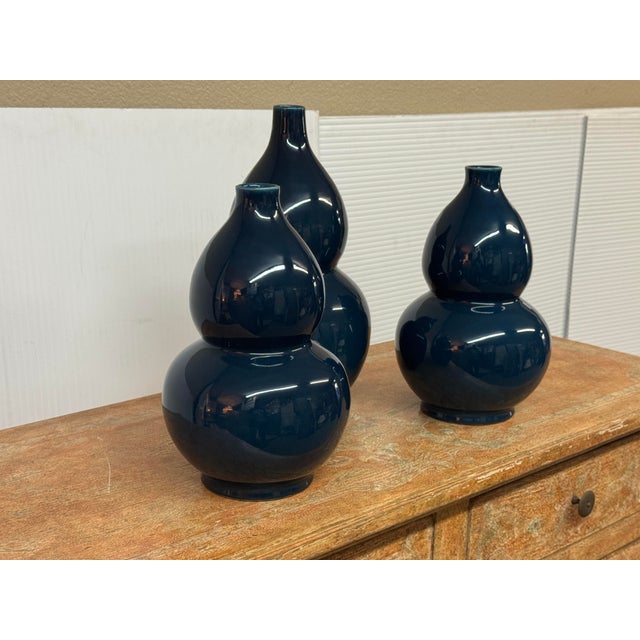 Martino Interiors Double Gourd Ceramic Vases, Set of Three For Sale In San Francisco - Image 6 of 12