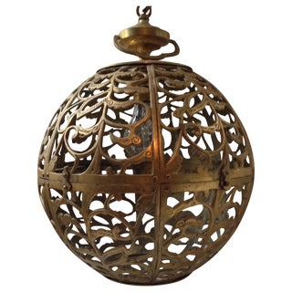 Pierced Brass Globe Lamp For Sale