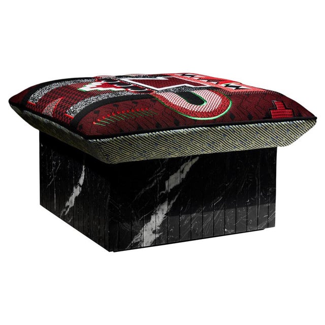 Hopi Ottoman with Red Pattern by Marta Bakowski For Sale - Image 16 of 16