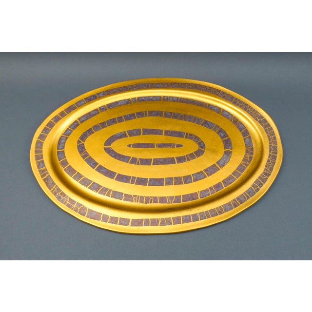 Michael Wainwright Amalfi Coral Gold Copper Crackle Large Oval Serving Platter. Measures approximately 22 1/2" long, 15...