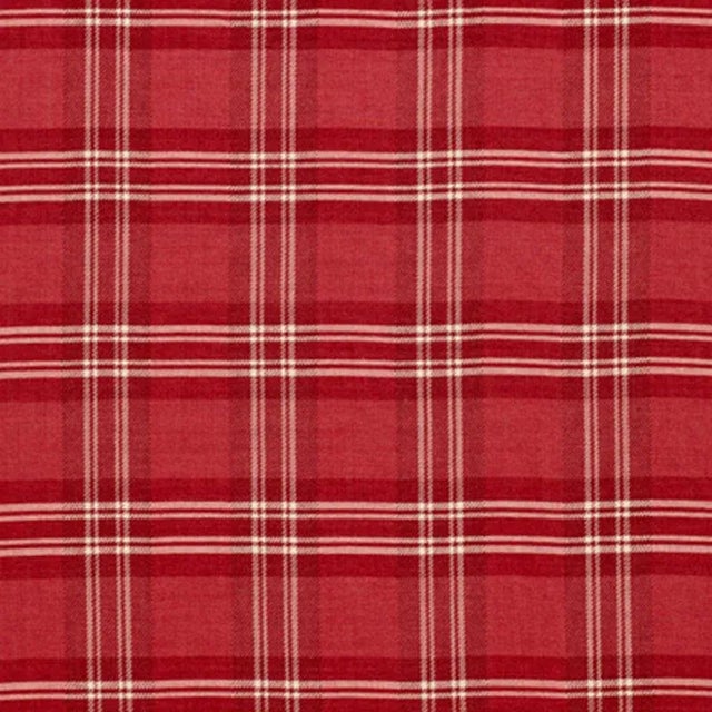 Contemporary Sample - Schumacher Check Rustique Fabric in Cranberry For Sale - Image 3 of 3