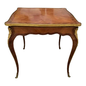Antique Mid 19th C Louis XVI Gilt Bronze Mounted Inlaid Side Table