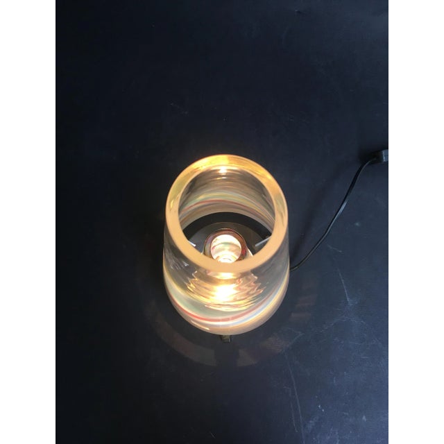 Table lamp in good condition, glass and iron base, made fantastic by master glass De Majo; glazing not chipped, beautiful...