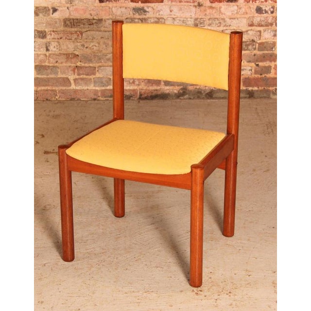 Wood Vintage Danish Teak Dining Chairs with Yellow Fabric Upholstery, 1970s, Set of 4 For Sale - Image 7 of 12