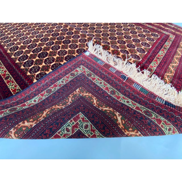 5'0" X 6'7" Afghan Bokhara Hand-Knotted Wool Rug in Burgundy and Tan For Sale - Image 9 of 9