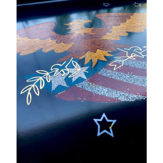 Wood Vintage Couroc of Monterey Patriotic Eagle & Shield Inlaid Serving Tray For Sale - Image 7 of 9