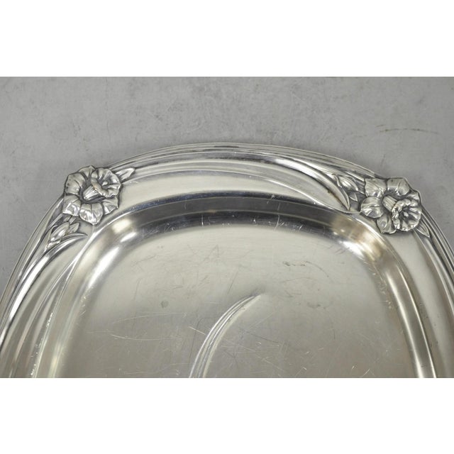 Vintage 1847 Rogers Bros Daffodil 9910 Silver Plated Meat Serving Platter Tray For Sale - Image 11 of 14