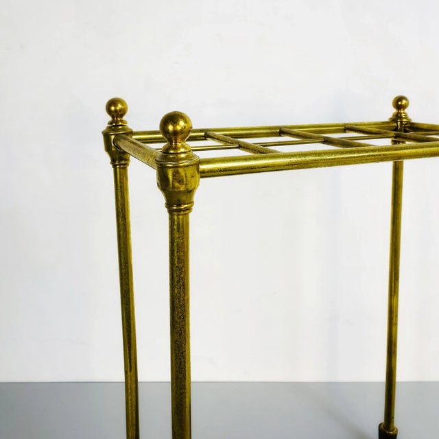 1950s Mid-Century Italian Brass Umbrella Stand with Black Iron Base, 1950s For Sale - Image 5 of 11