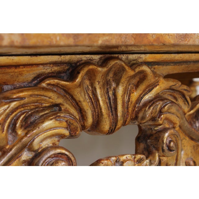 Gold Outstanding French Paint Decorated Marble Top Console Table For Sale - Image 8 of 13