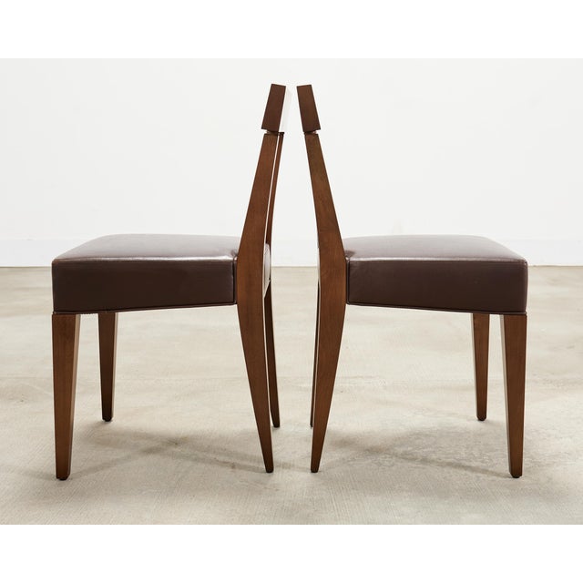 Set of Eight Italian Promemoria Attributed Leather Dining Chairs For Sale - Image 9 of 18