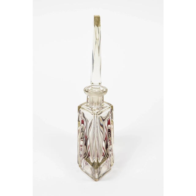 Art Deco Early 20th Century Art Deco Czech Bohemian Floral Geometric Red & Clear Cut Glass Perfume Bottle For Sale - Image 3 of 11