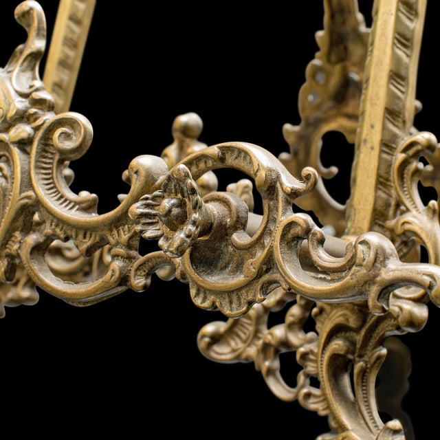 Tall Vintage Picture Easel, English, Gilt Metal, Rococo Revival, Artwork Stand For Sale - Image 9 of 12