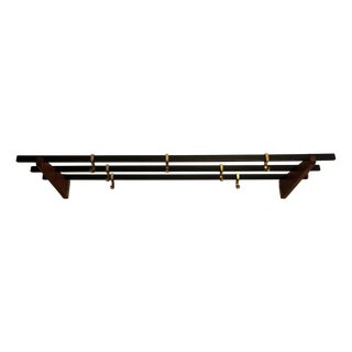Brass and Black Metal Coat and Hat Rack, 1960s For Sale