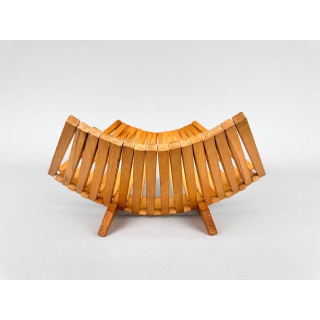 Mid-Century Foldable Wooden Fruit Basket, 1970s For Sale - Image 3 of 9